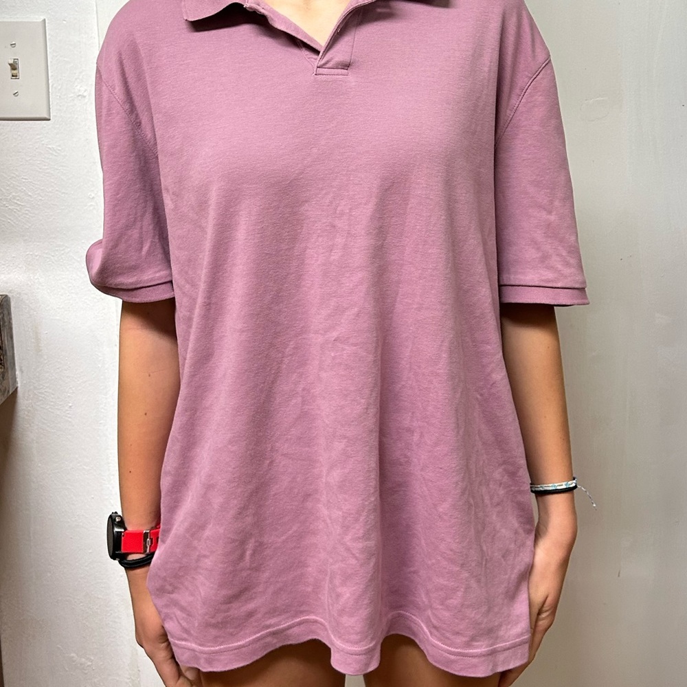 Pink polo shirt large